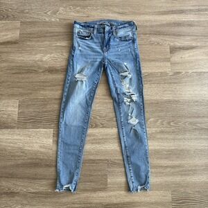 American‎ Eagles Outfitters Jegging Distressed Denim Jeans Blue Women's 4 Reg